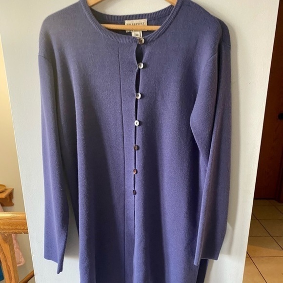 Y2K Vintage Wool-blend Freeport Studio Long Cardigan Women Medium Purple - Picture 2 of 9